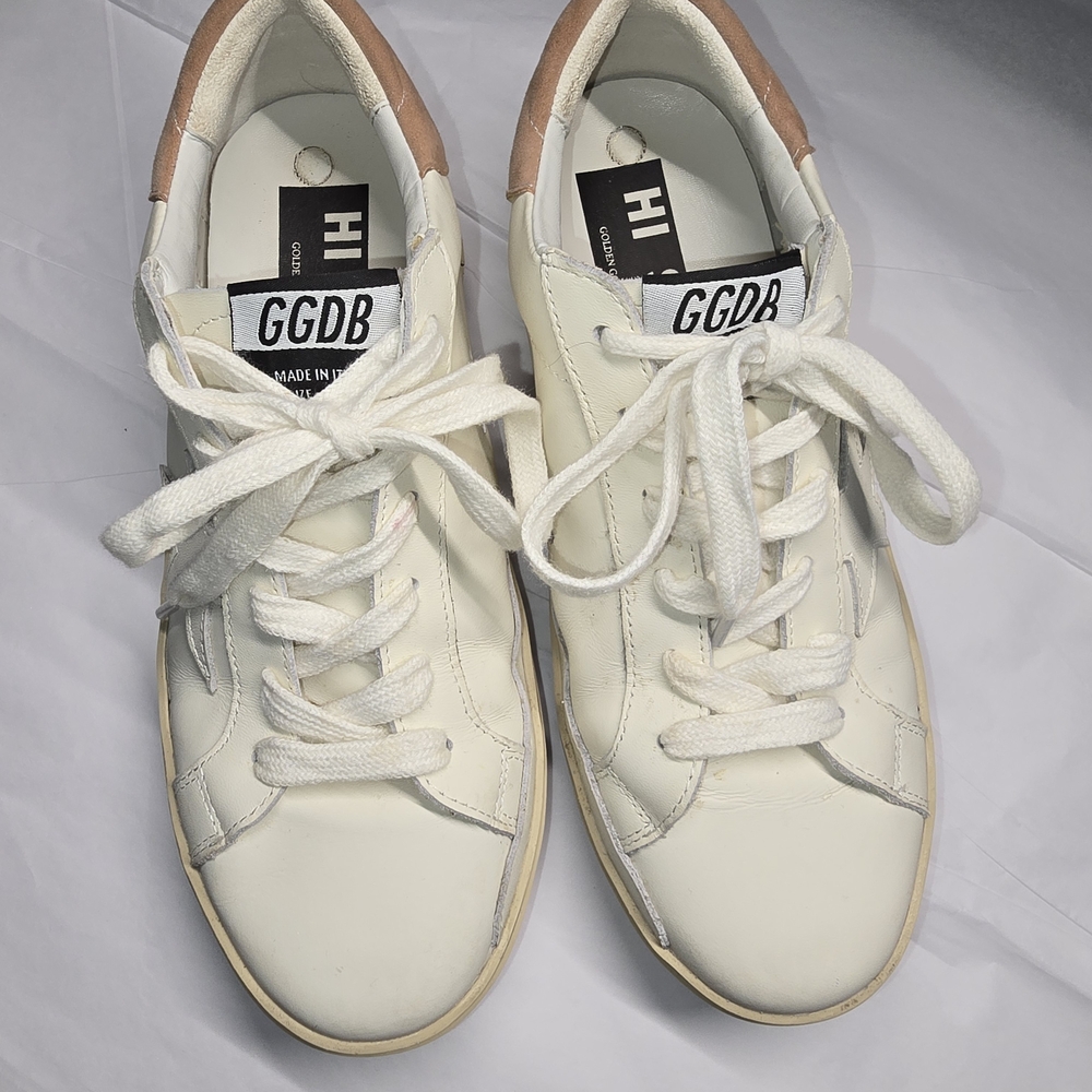 Golden Goose High Star Low Top Off White Leather Briwn Heel Pad. Size EU 38 US 8 - Picture 11 of 13